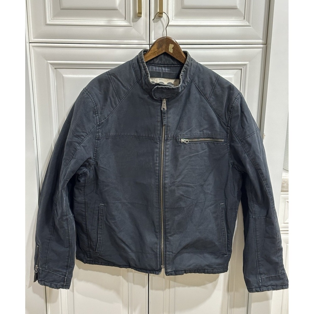 Vtg Y2k GAP Mens XLarge Black Utility Motor cycle‎ Bomber Jacket Retro